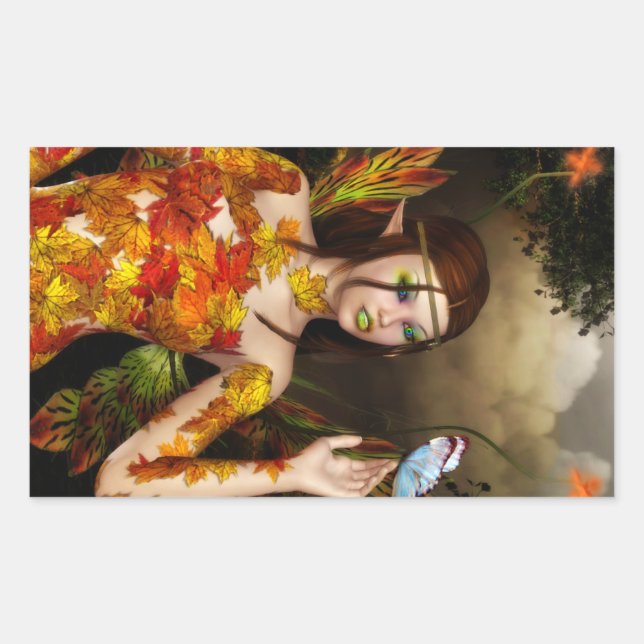 Autumnal-Fee Rectangle-Stickers Rechteckiger Aufkleber (Vorderseite)