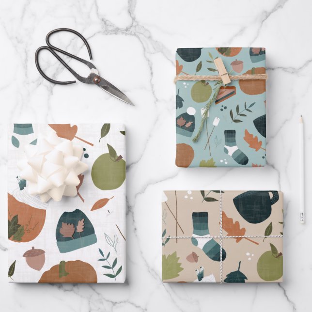 Autumnal Gift Wrap Geschenkpapier Set (Vorderseite)