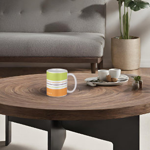Autumnal, grün und orange Streifen Kaffeetasse