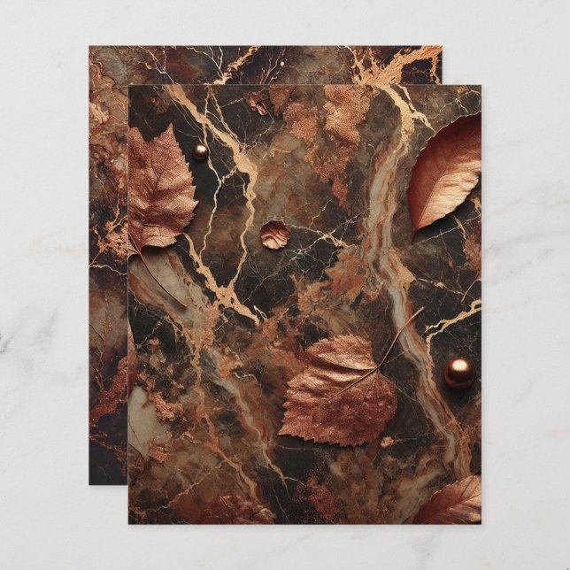 Autumnal Marble Earthy Brown Scrapbook Paper (Vorne/Hinten)