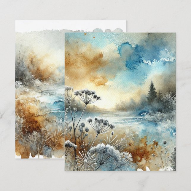 Autumnal Morning Watercolor Scrapbook Paper (Vorne/Hinten)
