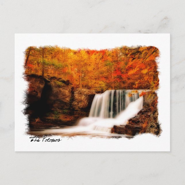Autumnal Pocona Waterfall Postkarte (Vorderseite)