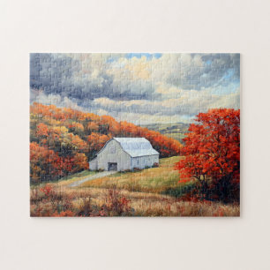 Autumnal-Rustikale Weiße Barsche Bäume Puzzle
