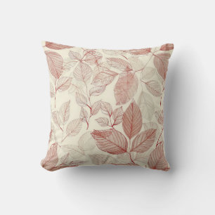 Autumnal Scatter: Rote Blätter über Creme Art Pri Kissen