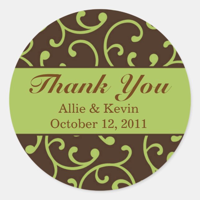 Autumnal Scrolls Anpassbare Hochzeitsticker Runder Aufkleber (Vorderseite)