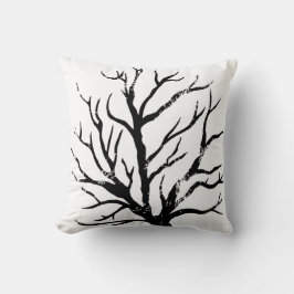 Autumnal Tree Lino Print Kissen