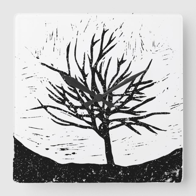 Autumnal Tree Lino Uhr (Vorderseite)