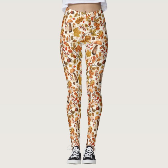 Autumnal Wald auf Weiß Leggings (Vorderseite)