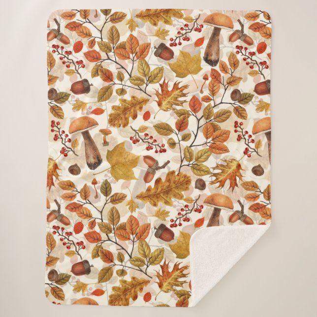 Autumnal Wald auf Weiß Sherpadecke (Vorderseite)