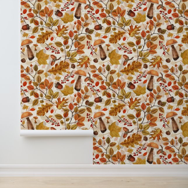 Autumnal Wald auf Weiß Tapete (Anwendung)