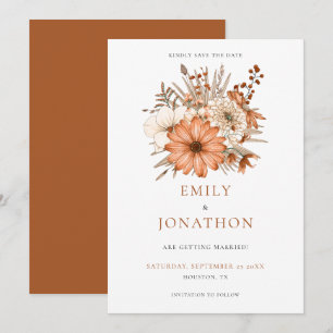 Autumnal Watercolor Florals Hochzeit retten das Da Save The Date