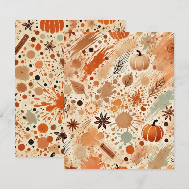 Autumnal Watercolor Pumpkin Gewürzspeckpapier (Vorne/Hinten)