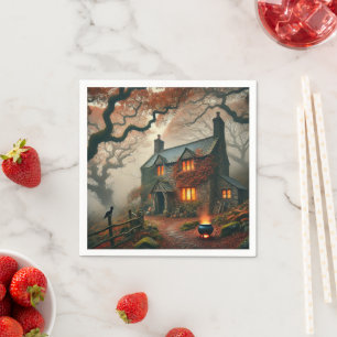 Autumnal Whimsigoth Hexen Hütte Decoupage Serviette
