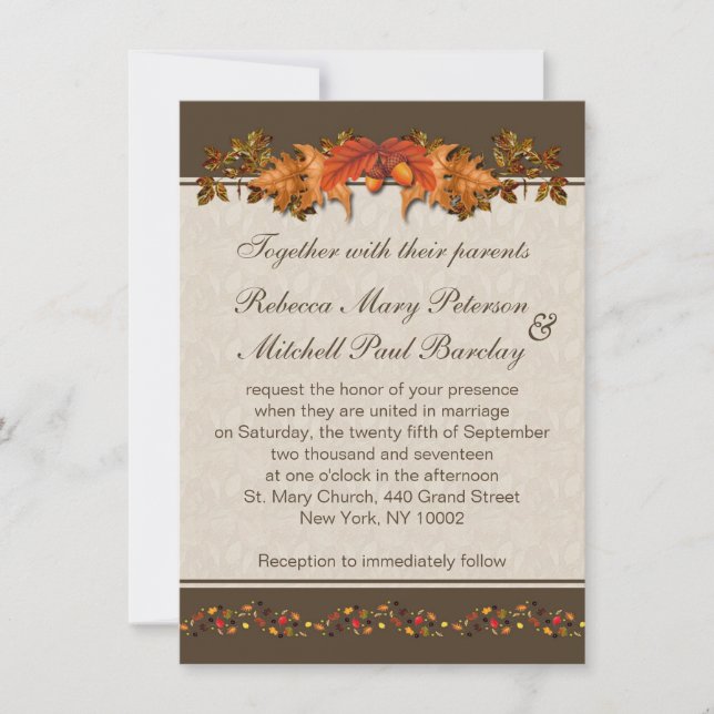 Autumnale Blätter Hochzeit Einladung (Vorderseite)
