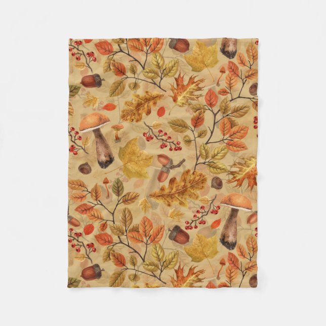 Autumnaler Wald auf Ocker Fleecedecke (Vorderseite)