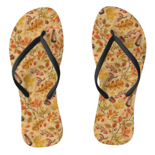 Autumnaler Wald auf Ocker Flip Flops
