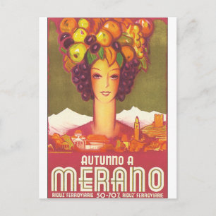 Autumno A Meran Vintage Reiseplaner Postkarte