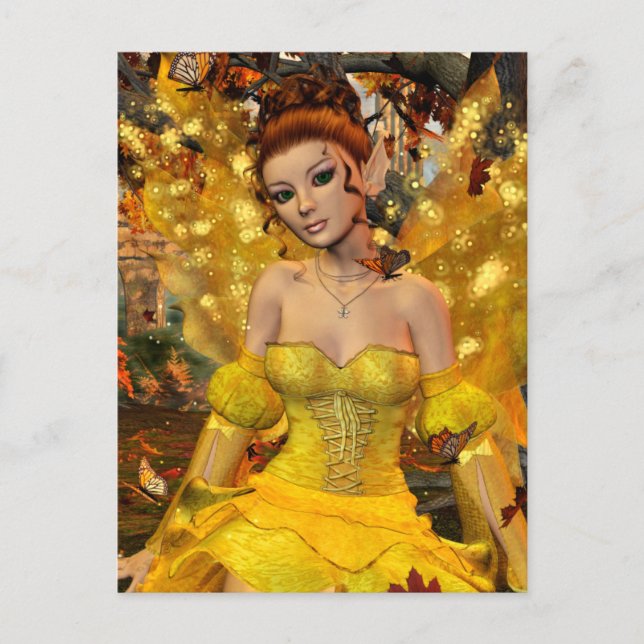 Autumns Dance Fee Fantasy Art Postkarte (Vorderseite)