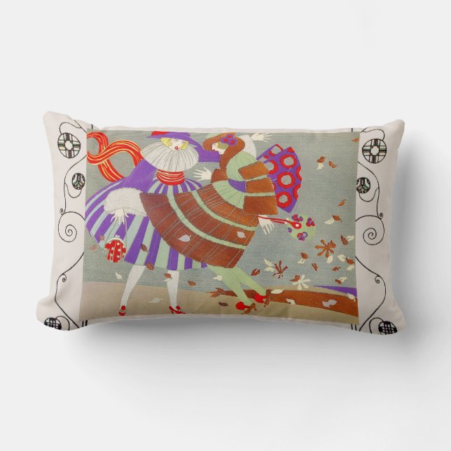 AUTUMNSTÜCKE IN DEN geometrischen Wirbel WIND/SCHÖ Lendenkissen (Vorderseite)