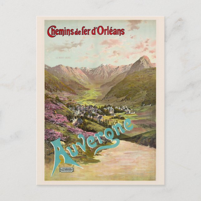 Auvergne France Vintage Poster 1898 Postkarte (Vorderseite)
