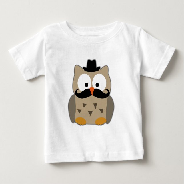Auwl mit Mustache und Hut Baby T-shirt (Vorderseite)