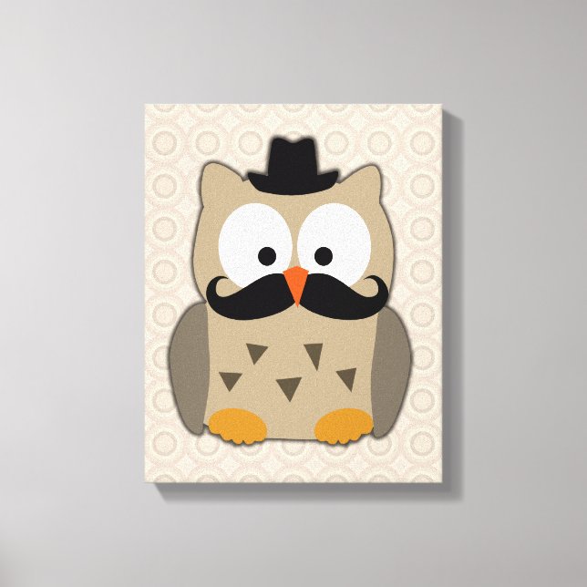 Auwl mit Mustache und Hut Leinwanddruck (Vorderseite)