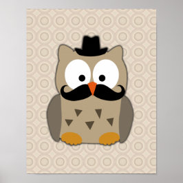 Auwl mit Mustache und Hut Poster
