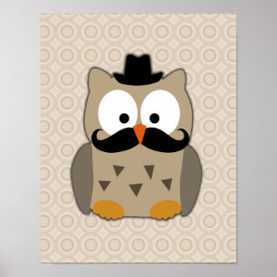 Auwl mit Mustache und Hut Poster