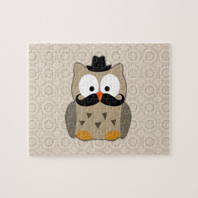 Auwl mit Mustache und Hut Puzzle (Horizontal)