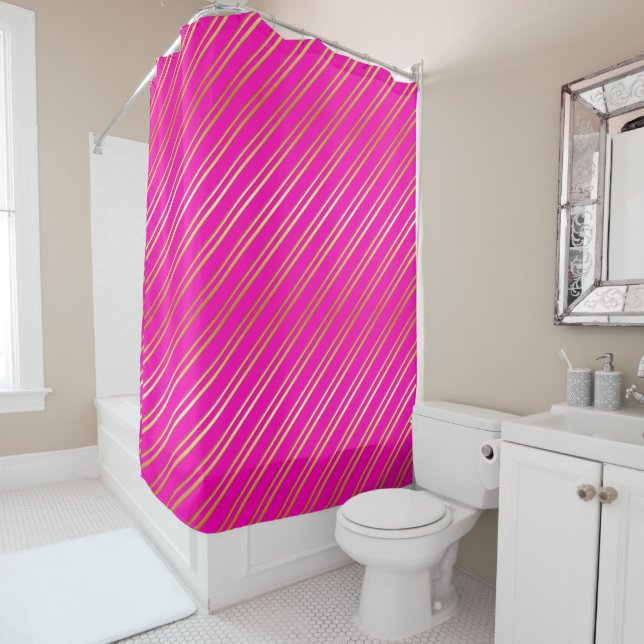 AUX GOLD STRIPEN AUF PINK Decor Set Duschvorhang (Beispiel)