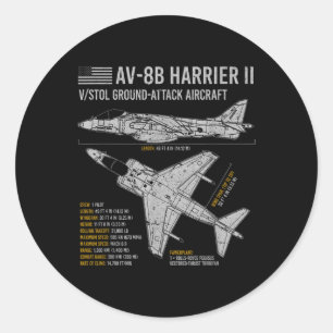 Av-8b Harrier Ii Flugzeug Kriegsflugzeug Flugzeug Runder Aufkleber