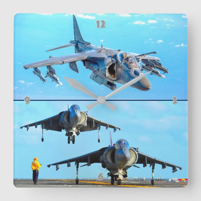 AV-8B HARRIER II QUADRATISCHE WANDUHR (Vorderseite)