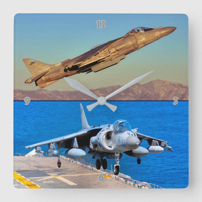AV-8B HARRIER II QUADRATISCHE WANDUHR (Vorderseite)