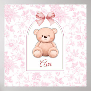 Ava Benutzerdefiniertes rosa Teddy-Bär-Kinderzim Poster