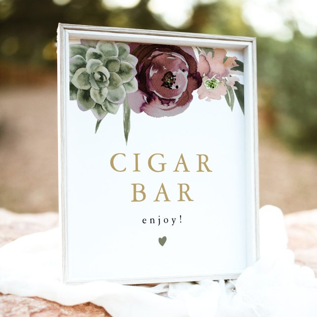 AVA Boho Burgundy Succulent Cigar Bar Sign Poster (Von Creator hochgeladen)
