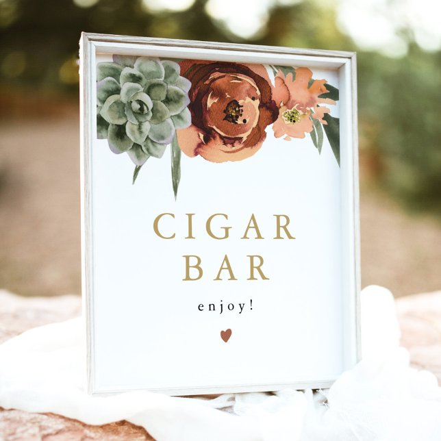 AVA Boho Terracotta Succulent Cigar Bar Sign Poster (Von Creator hochgeladen)