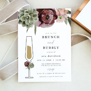 AVA Burgund Sukkulenter Brunch und Bubbly Champagn Einladung
