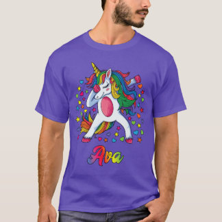 Ava Dabbing Einhorn Regenbogen Personalisierter Na T-Shirt