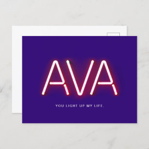 Ava du leuchtet mein Leben Neonlichter auf Postkarte