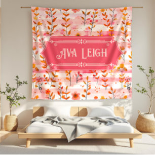 Ava Leigh Pink und Orange Wasserfarben Fleecedecke