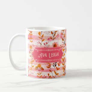 Ava Leigh Pink und Orange Wasserfarben Kaffeetasse