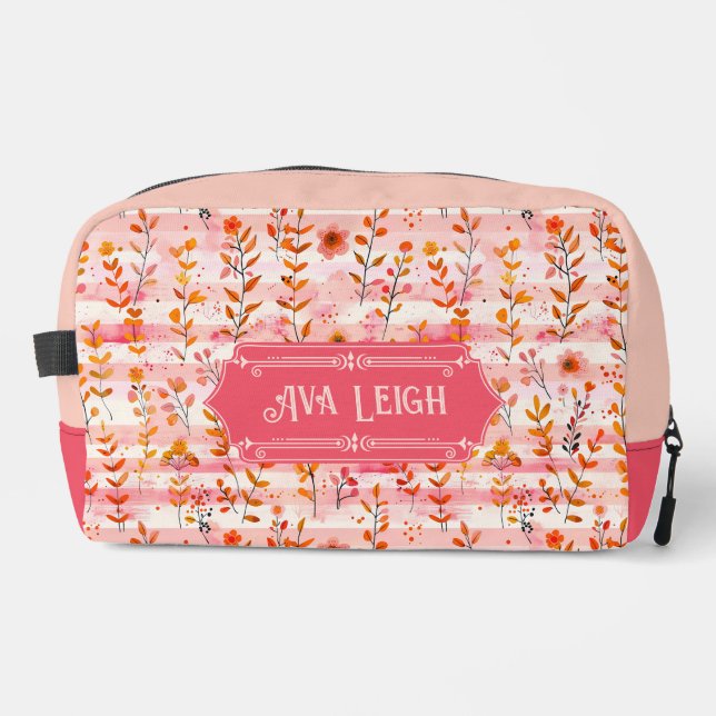 Ava Leigh Pink und Orange Wasserfarben Waschbeutel (Vorderseite)