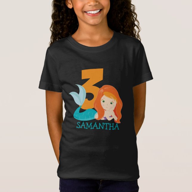 Ava - Mermaid Goddess, 3. Geburtstag T - Shirt (Vorderseite)