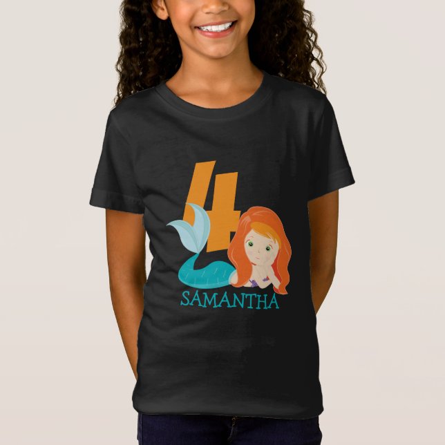 Ava - Mermaid Goddess 4. Geburtstag T - Shirt (Vorderseite)