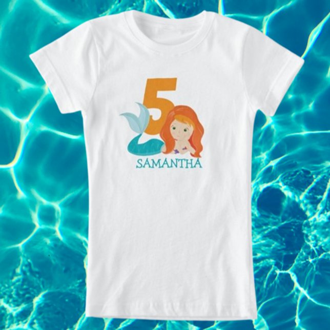 Ava - Mermaid Goddess 5. Geburtstag T - Shirt (Discover adorable mermaid shirts inspired by the little mermaid.  )