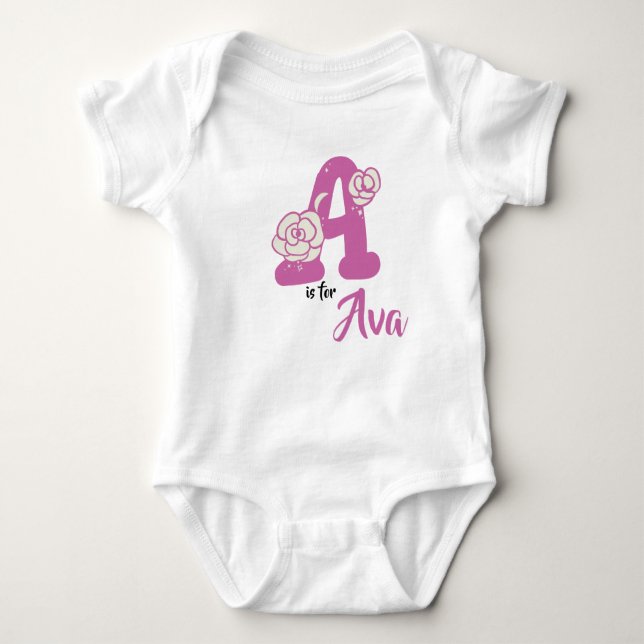 Ava Name Baby Outfit Letter A Rompor Floral Baby Strampler (Vorderseite)