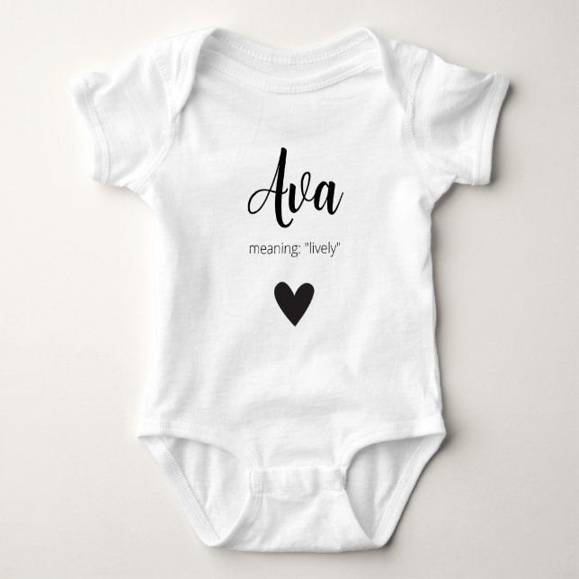 Ava Name bedeutet Baby Name offenbaren Minimal Mod Strampler (Vorderseite)