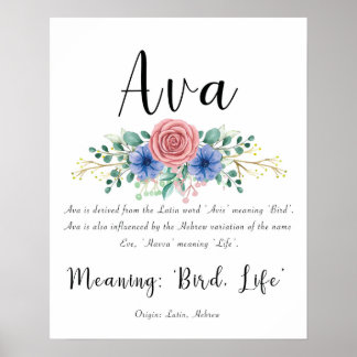 Ava Name Bedeutung Print Poster