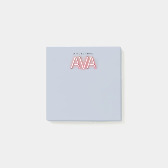 Ava Name in leuchtenden Neonleuchten Post-it Klebezettel (Vorderseite)