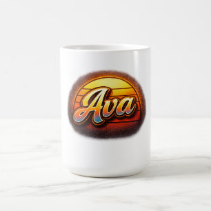 Ava Retro-Sonnenuntergang Personalisiertes Namensd Kaffeetasse